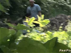 obese stunner gets crazy penetrated in the forest